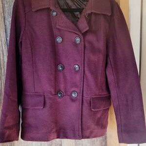 Women's GAP Double-Breasted Eggplant Peacoat